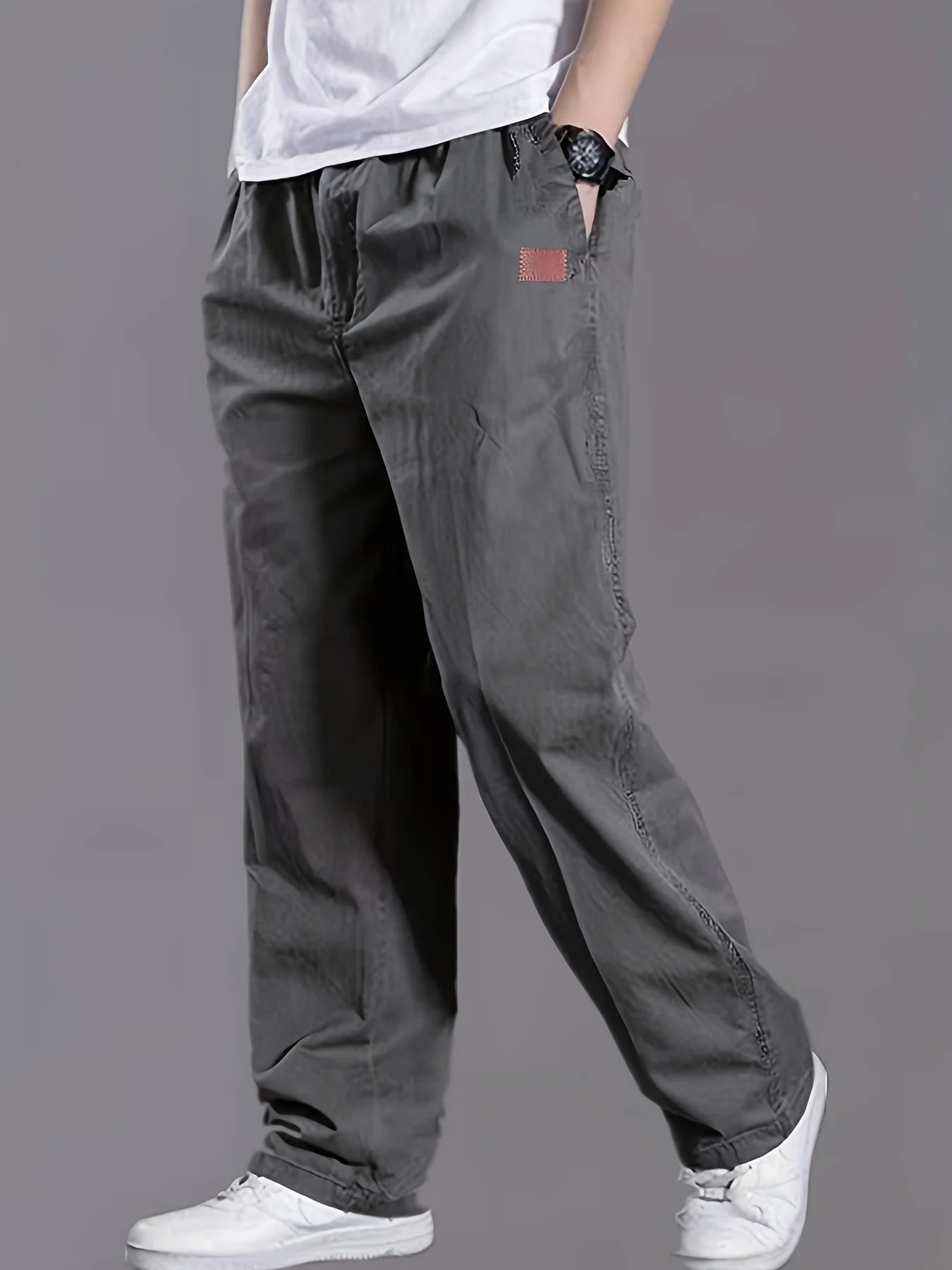 Mens Casual Jogger Pants Relaxed Fit Cargo Pants Drawstring Sweatpants Hiking Outdoor Twill Sport Pants