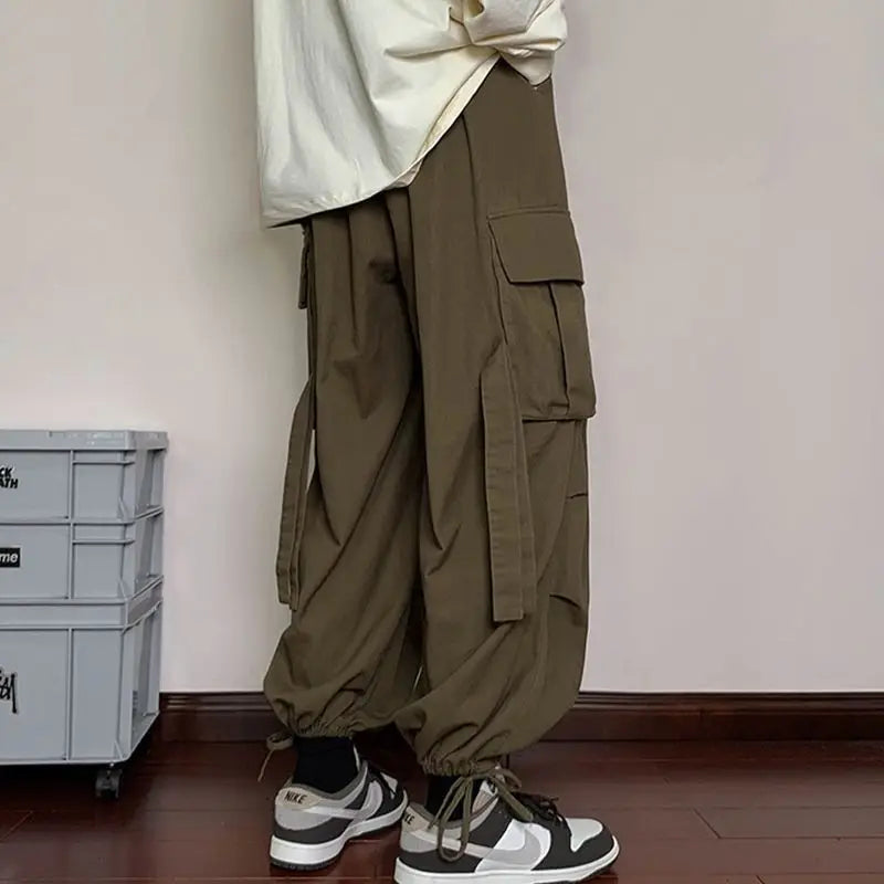 Mens Loose Fit Cargo Pants Hip Hop Streetwear Casual Sports Pants For All Seasons