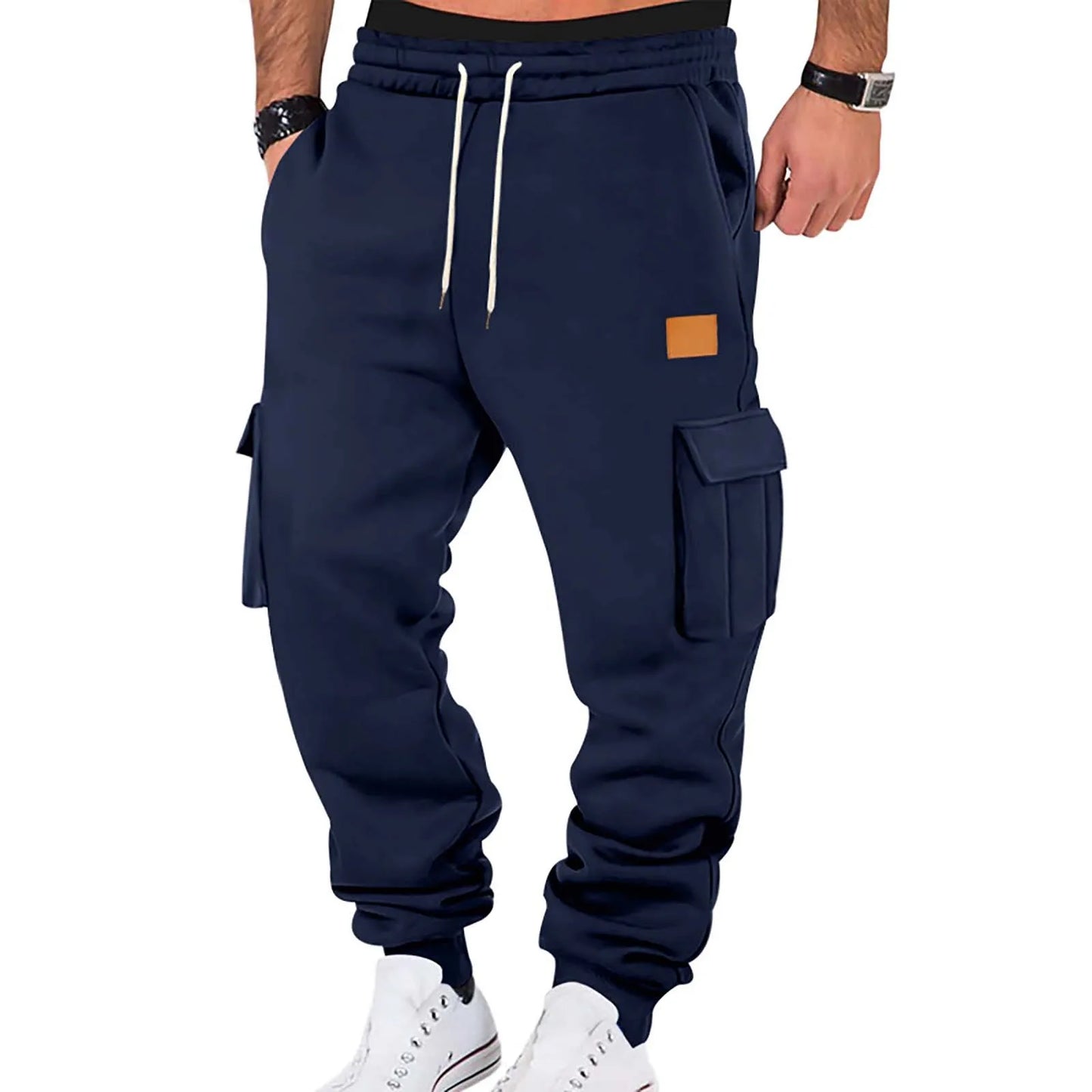 Men's Cargo Pants 2025 New Casual Loose Autumn Winter Straight Baggy Pants Multi-Pockets Solid Color Pinting Sweatpants 