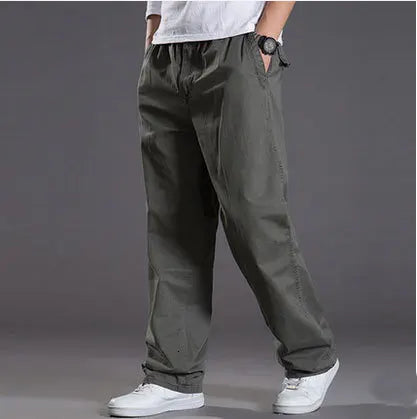 Mens casual Cargo Cotton pants men pocket loose Straight Pants Elastic Work Trousers Brand Fit Joggers Male Super Large Size 6XL