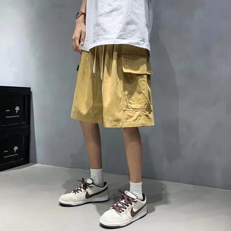 Mens Cargo Shorts Summer Army Green Cotton Shorts Men Loose Multi-Pocket Shorts Casual Trousers Men Clothing Y2k