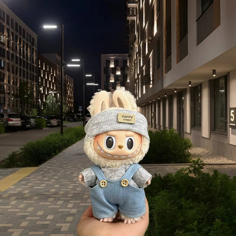 For 15/17cm Labubu V1 V2 Doll Clothing Fashion Hoodie and Pants Set Korean Idol Trendy DIY Doll Clothing Accessories Toy Gift