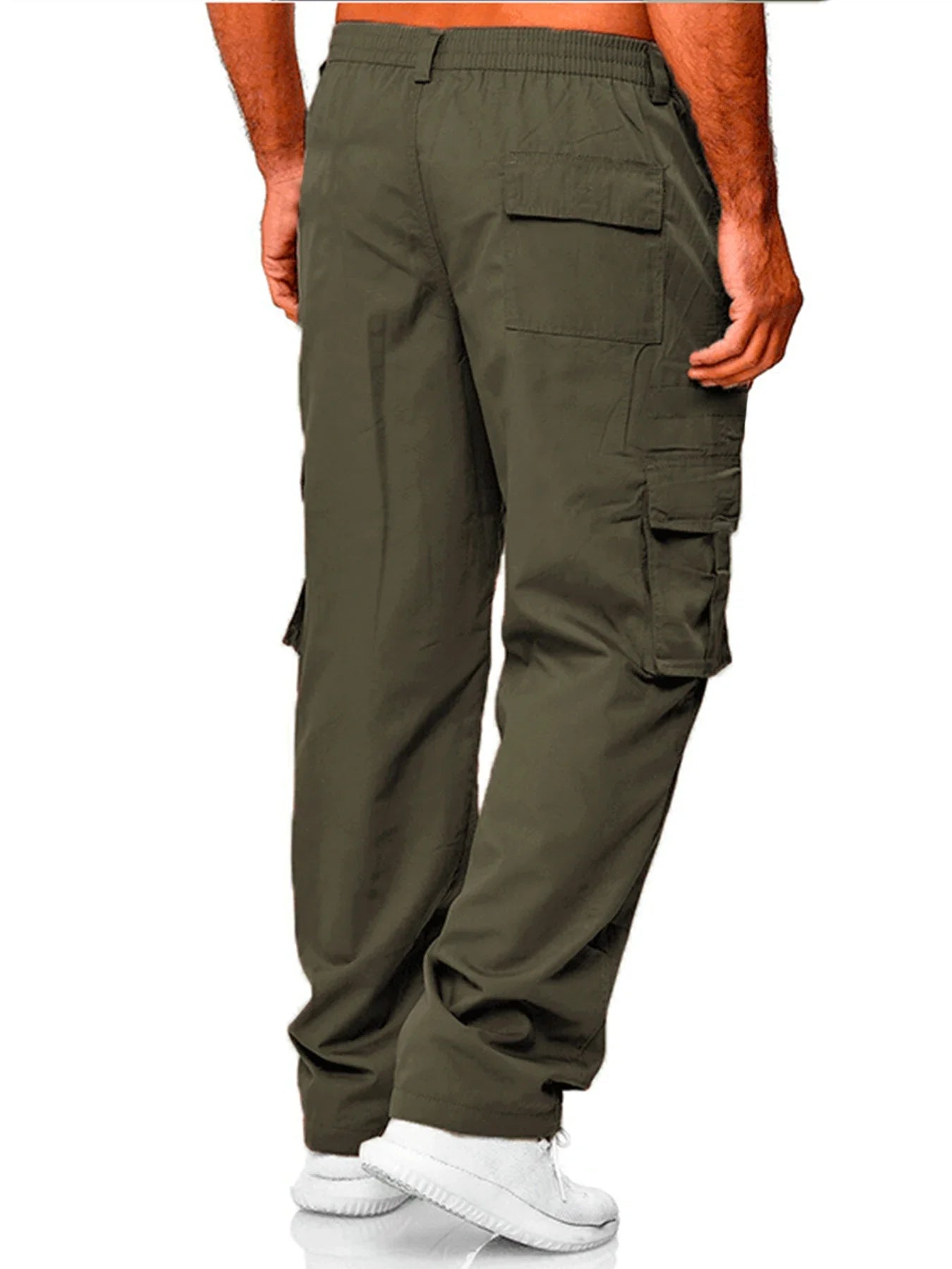 Men's Cargo Pants Sweatpants Outdoor Loose Straight Long Trousers Summer Casual Multi-Pocket Durable Workwear Male Trousers