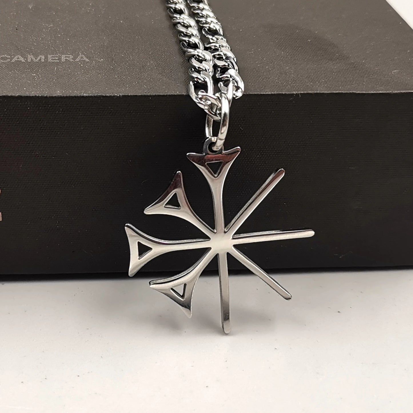 Alphabet Necklace Sumerian Dingir Cuneiform Pendant Mens Stainless Steel NK Chain 4mm 24''