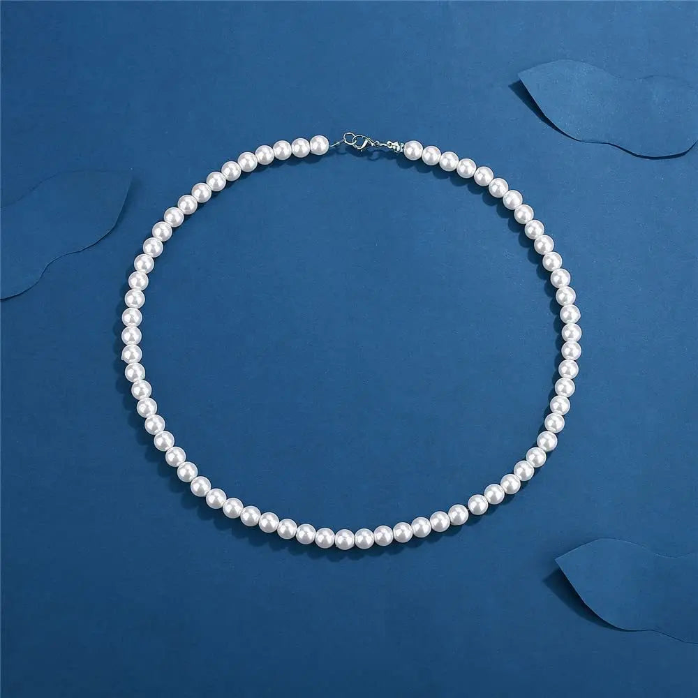 Pearl Necklace Men Simple Handmade Strand Bead Necklace 2022 New Trendy Men Jewelry for Women Girls Wedding Banquet Necklaces