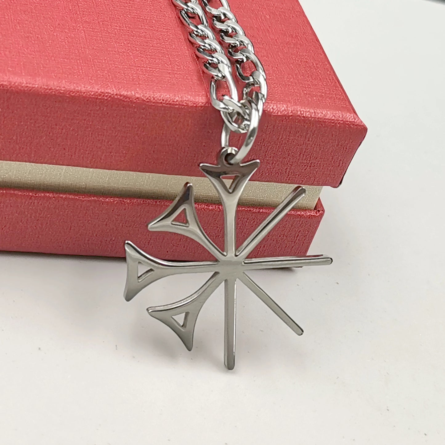 Alphabet Necklace Sumerian Dingir Cuneiform Pendant Mens Stainless Steel NK Chain 4mm 24''