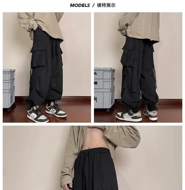 Mens Loose Fit Cargo Pants Hip Hop Streetwear Casual Sports Pants For All Seasons