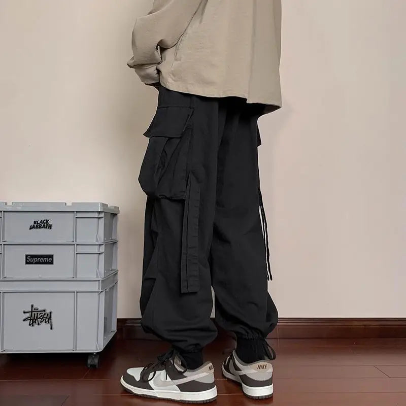 Mens Loose Fit Cargo Pants Hip Hop Streetwear Casual Sports Pants For All Seasons