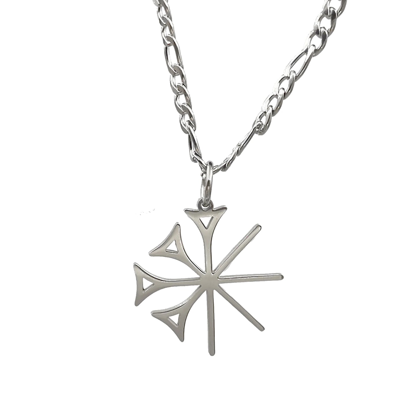 Alphabet Necklace Sumerian Dingir Cuneiform Pendant Mens Stainless Steel NK Chain 4mm 24''