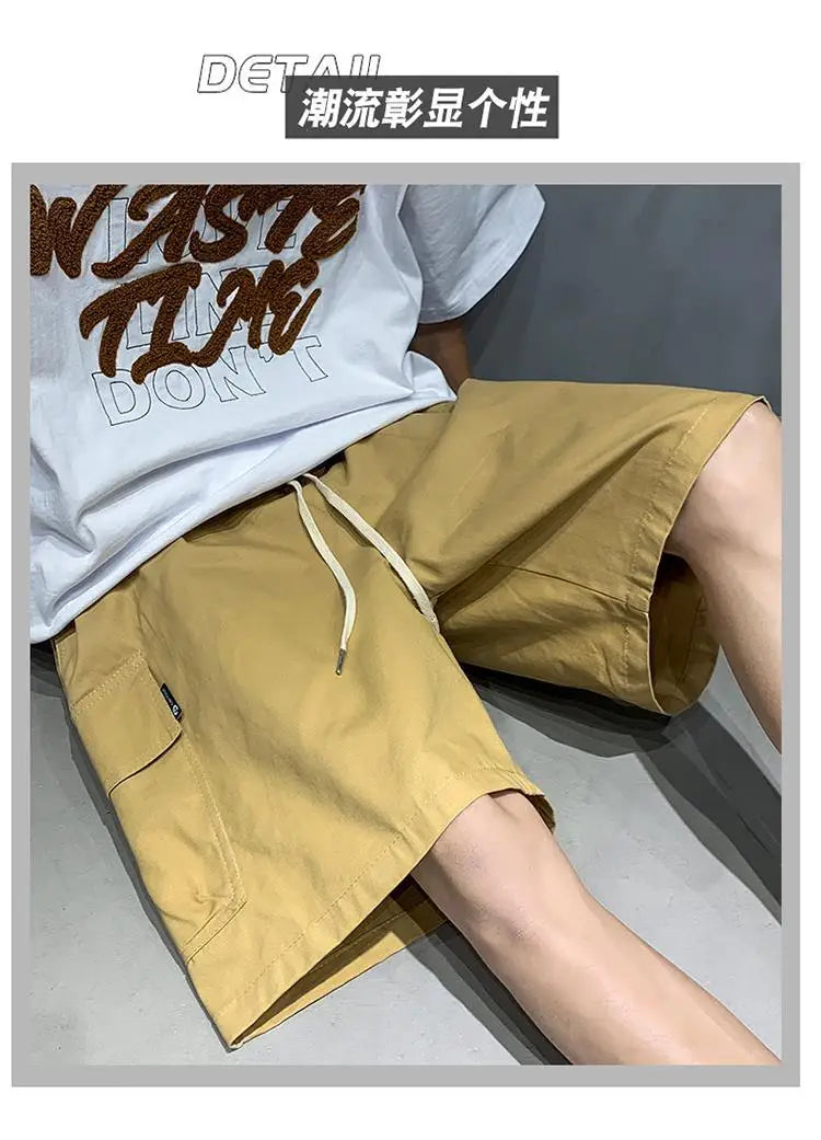 Mens Cargo Shorts Summer Army Green Cotton Shorts Men Loose Multi-Pocket Shorts Casual Trousers Men Clothing Y2k