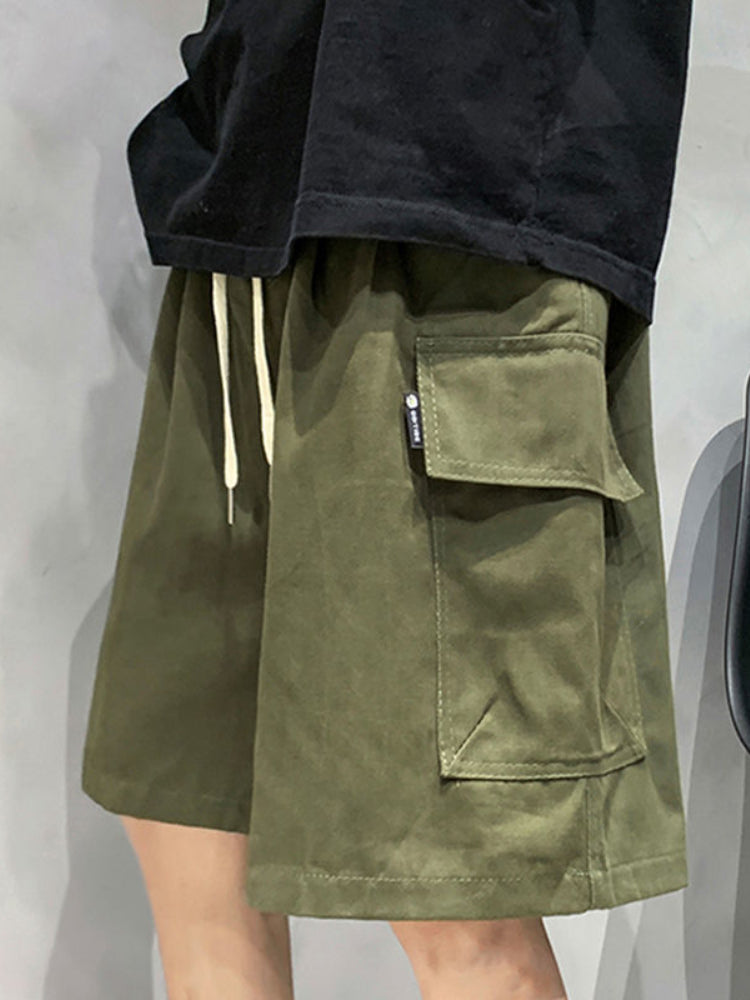 Mens Cargo Shorts Summer Army Green Cotton Shorts Men Loose Multi-Pocket Shorts Casual Trousers Men Clothing Y2k