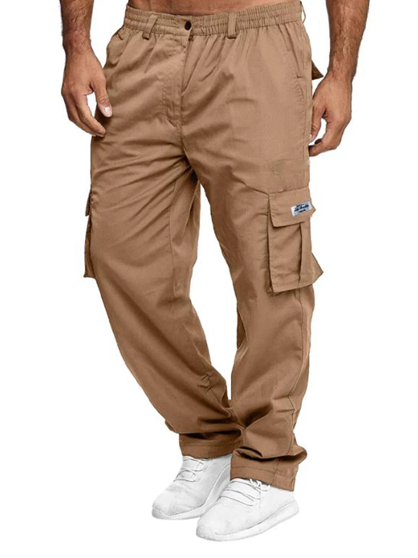 Men's Cargo Pants Sweatpants Outdoor Loose Straight Long Trousers Summer Casual Multi-Pocket Durable Workwear Male Trousers