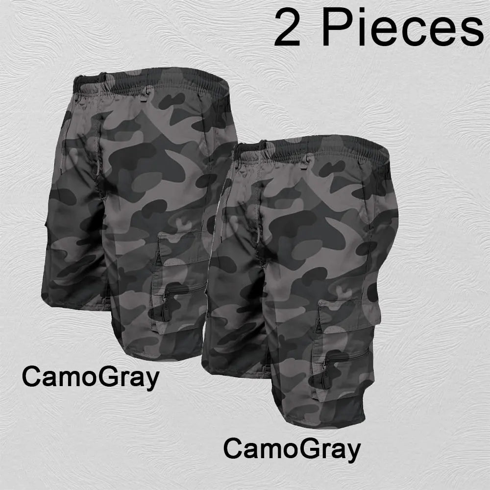 Fashion Men's Cargo Shorts Mens Tactical Pants Casual Big Pocket Sports Slacks Cargo Panels Trousers Plus Size for Male