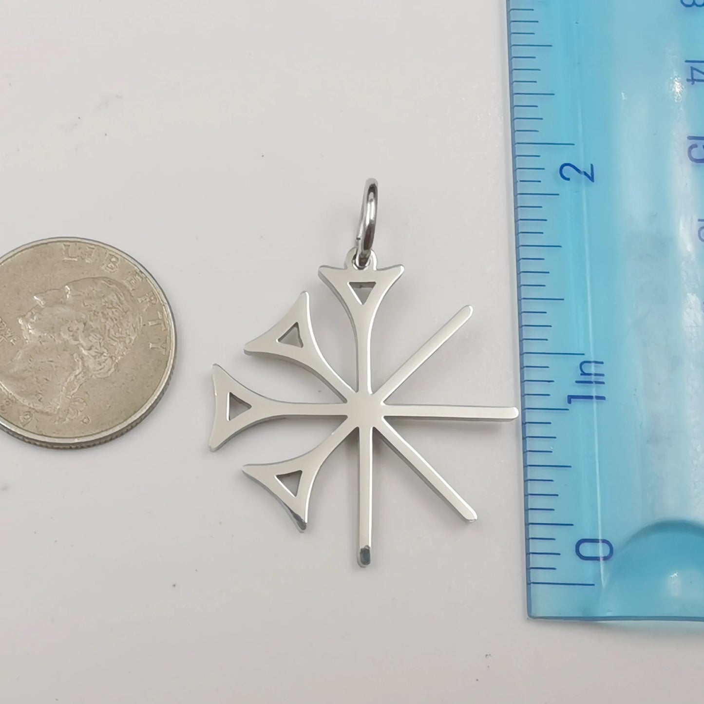 Alphabet Necklace Sumerian Dingir Cuneiform Pendant Mens Stainless Steel NK Chain 4mm 24''