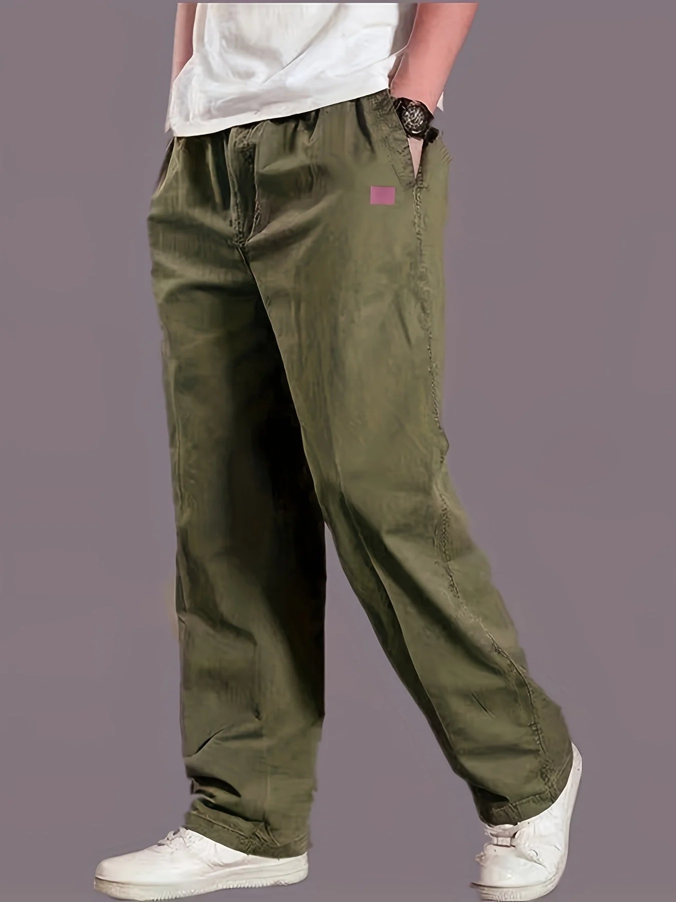 Mens Casual Jogger Pants Relaxed Fit Cargo Pants Drawstring Sweatpants Hiking Outdoor Twill Sport Pants