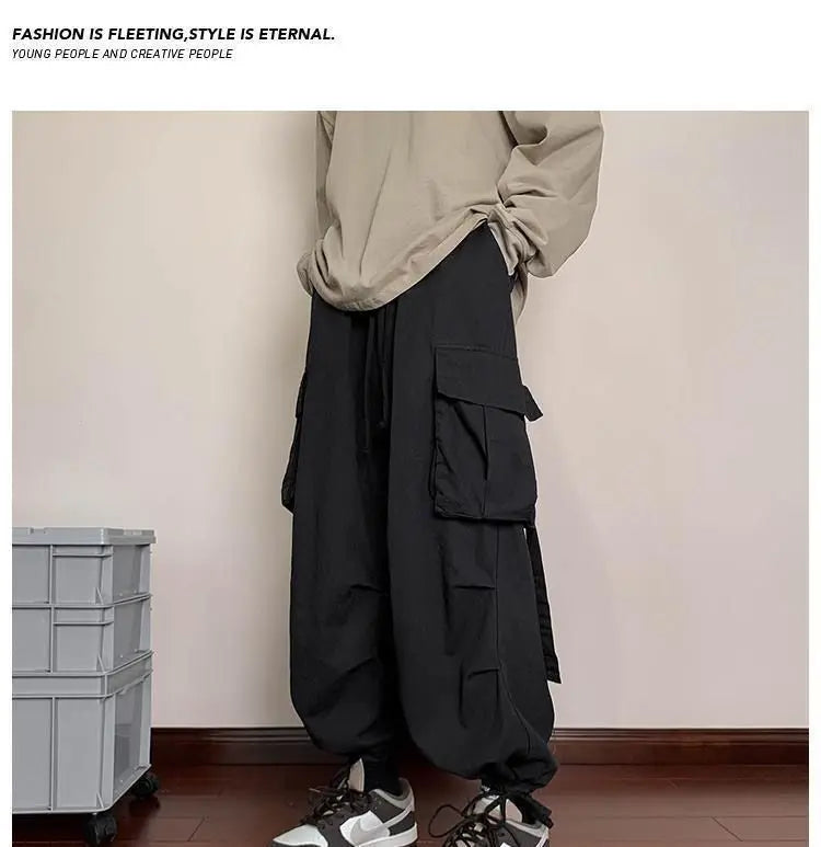 Mens Loose Fit Cargo Pants Hip Hop Streetwear Casual Sports Pants For All Seasons